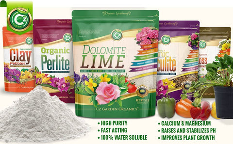 Cz Garden Supply aplicando dolomita en maceta para mejorar pH y nutrientes