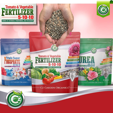 Cz Garden detalle de etiqueta con fórmula 5-10-10 y origen USA