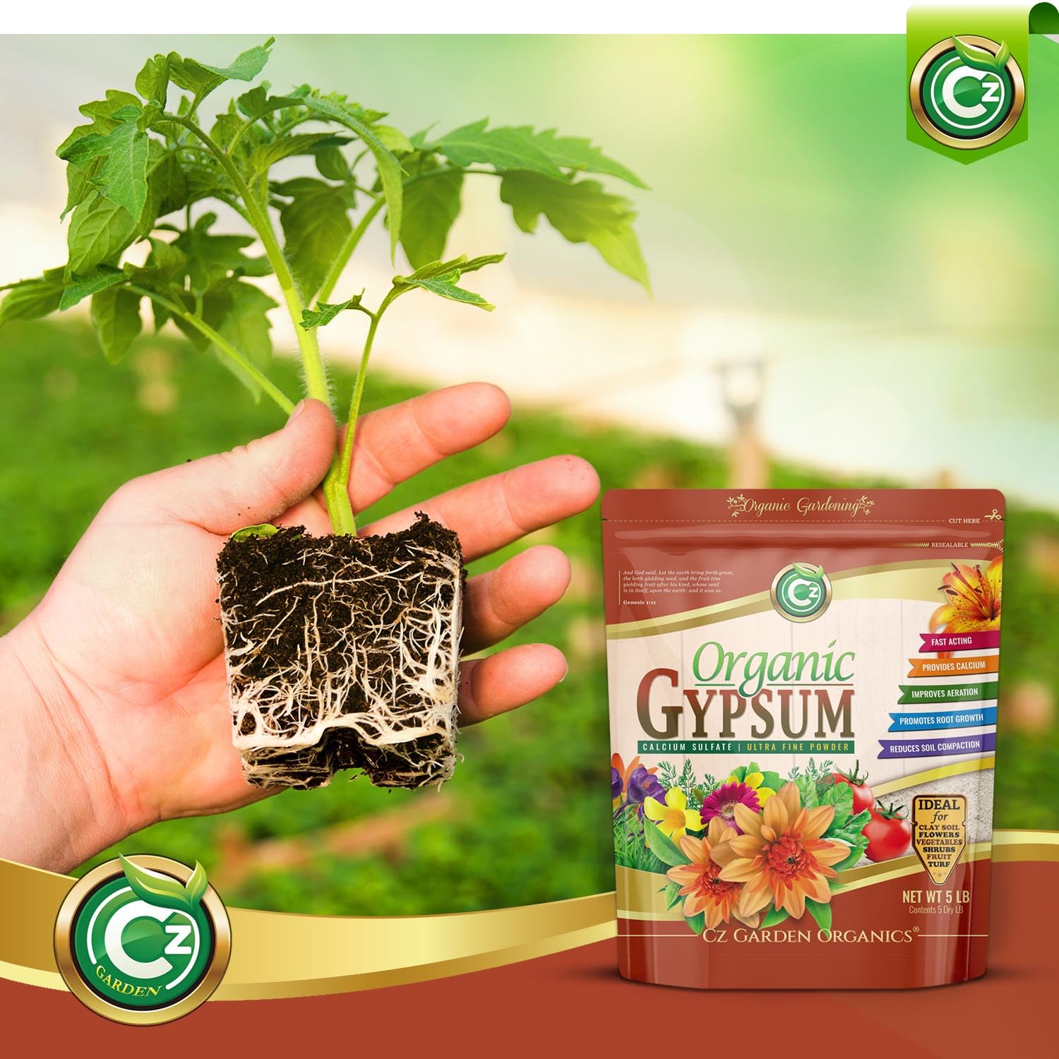Cz Garden etiqueta con listado OMRI e información de ingredientes
