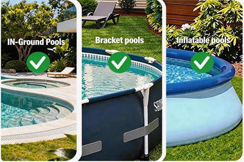 CZYBYTE limpiador en piscina elevada mostrando uso práctico y seguro