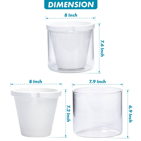 D'vine Dev vaso de cristal relleno facilitando autorriego y limpieza fácil
