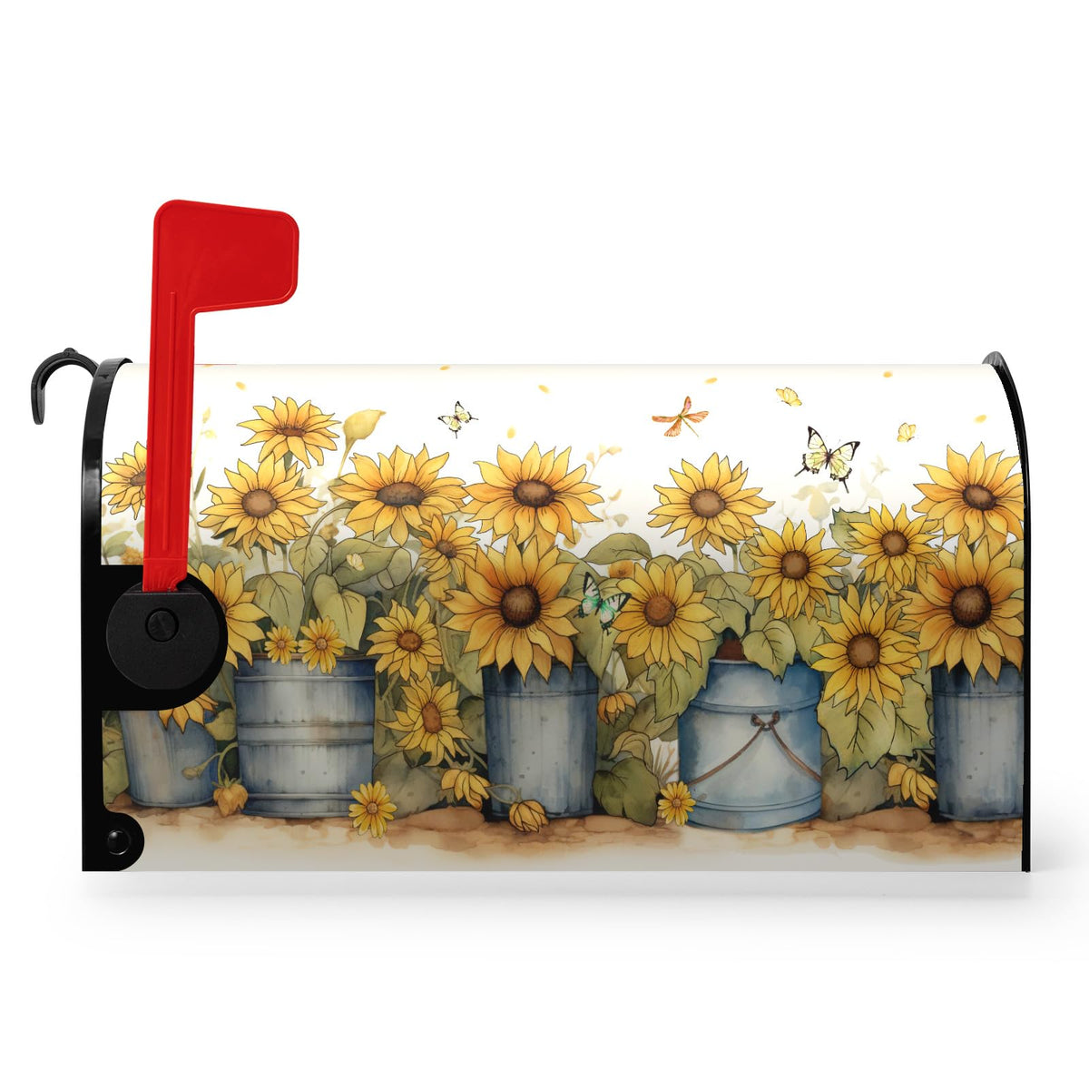 Dacawin vista frontal de la funda con girasoles, embellece el buzón