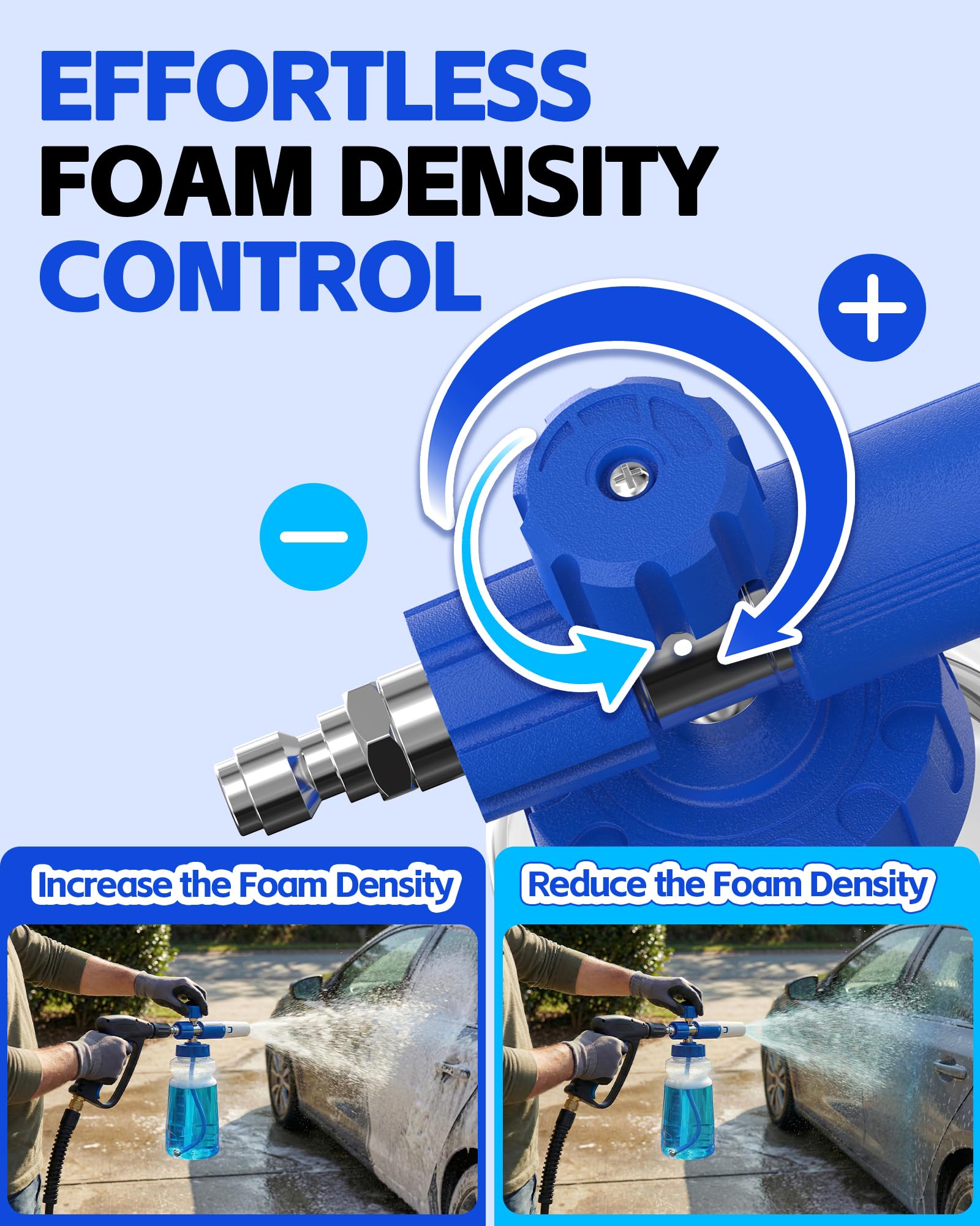 DANCINGBOAR foam cannon en uso sobre coche creando espuma adherente