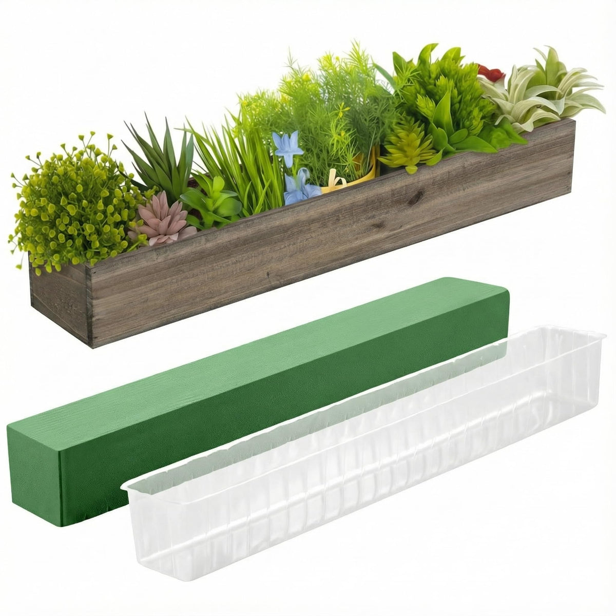Dandat caja frontal de madera mostrando diseño rústico y uso decorativo