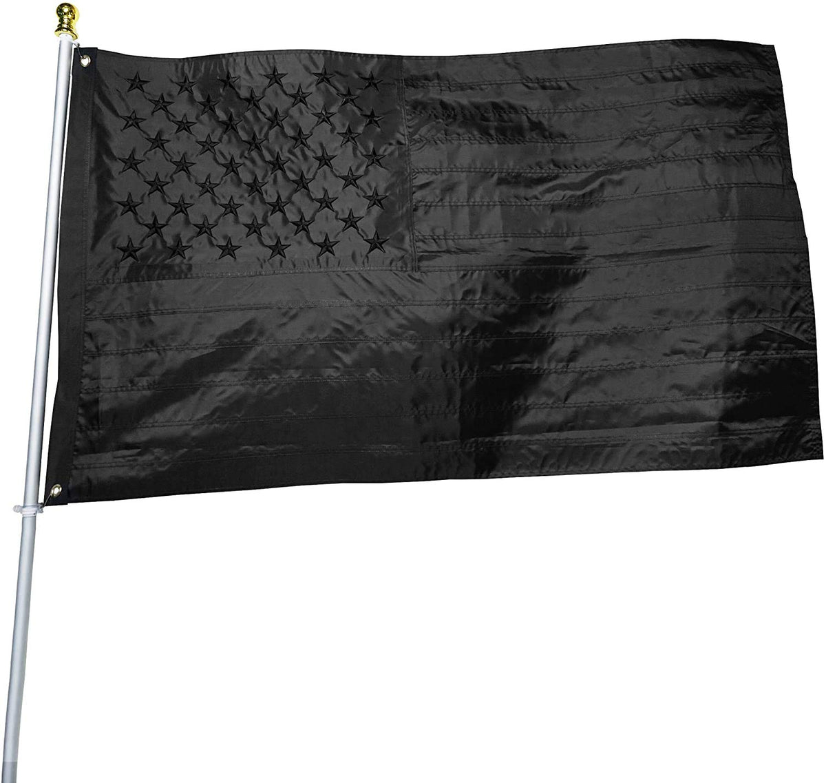 DANF FLAG vista frontal 4x6 ft mostrando diseño negro y robustez