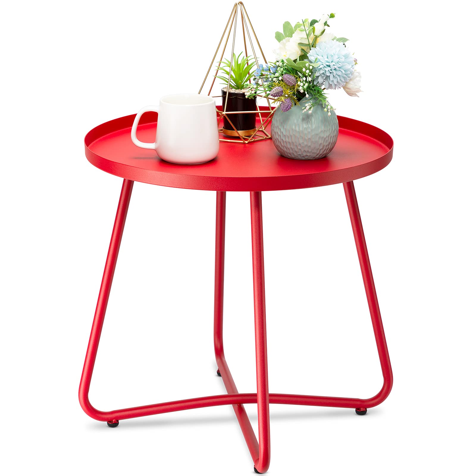 danpinera mesa auxiliar frontal roja, aspecto resistente y elegante
