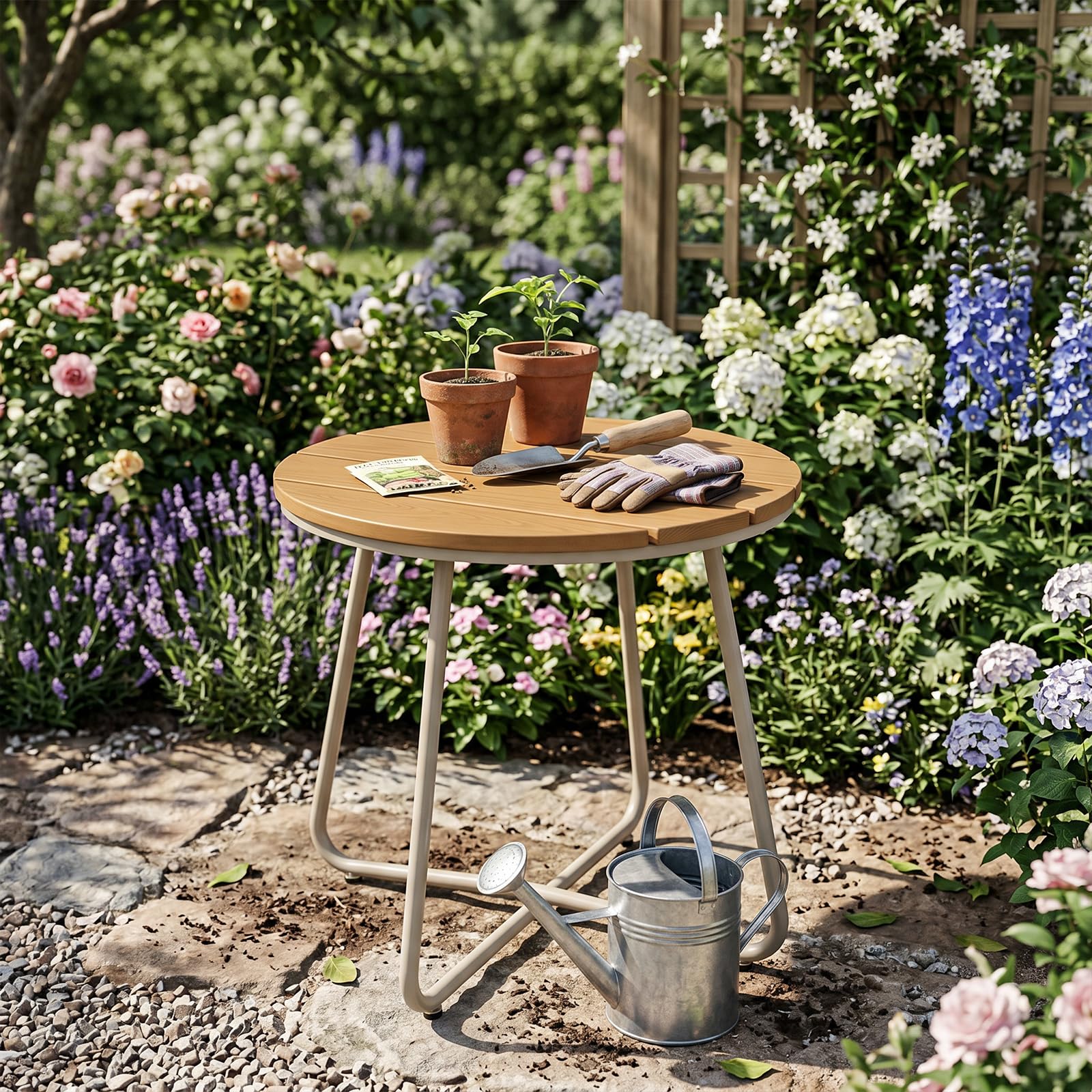 danpinera mesa con plantas y revistas, estilo versátil para interiores