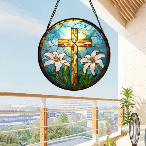 DASTOLL colgante en ventana con luz directa creando reflejos cálidos