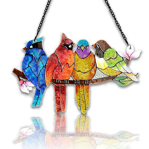 DASTOLL colgante frontal mostrando pájaros y colores vibrantes