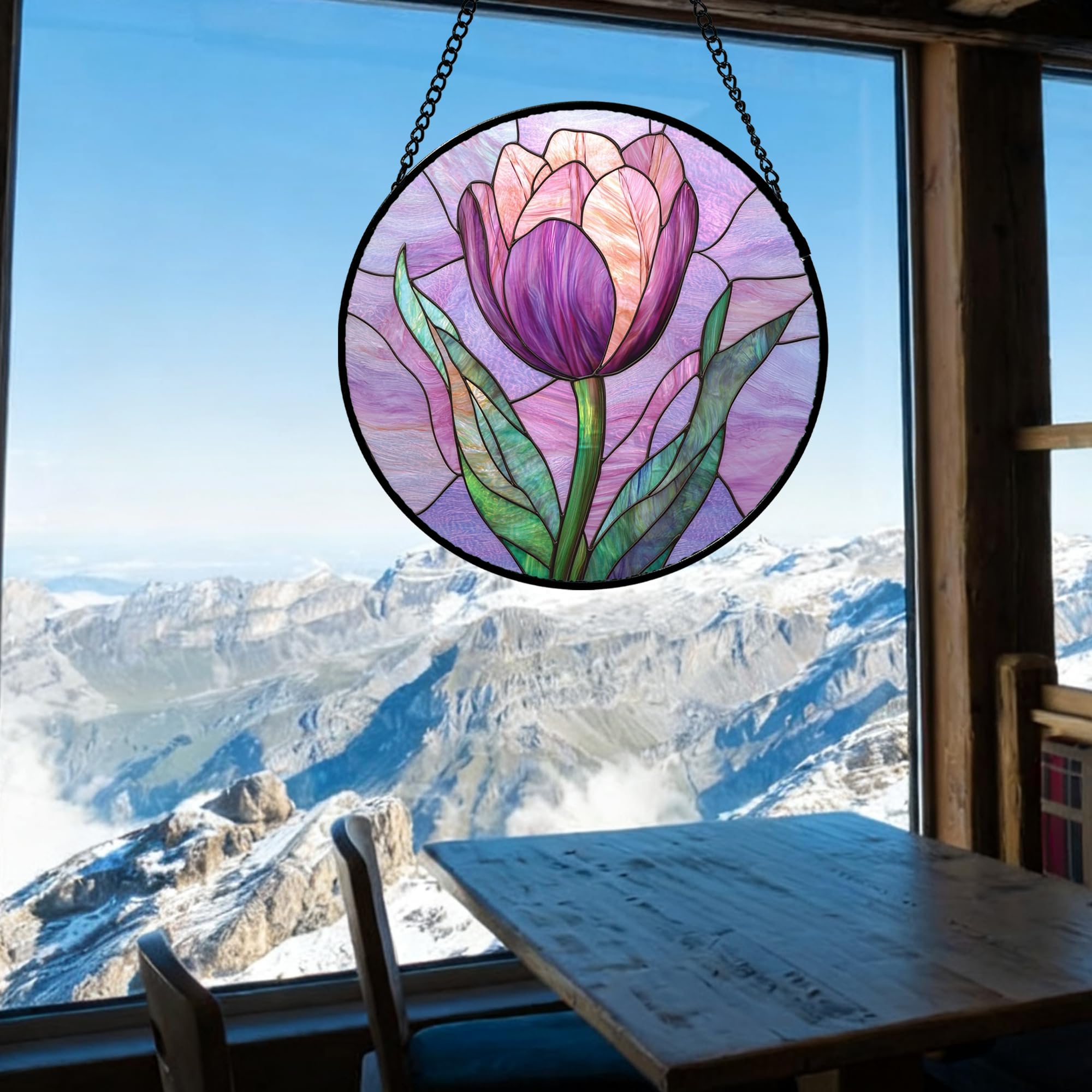 DASTOLL colgante en ventana captando luz para ambiente cálido