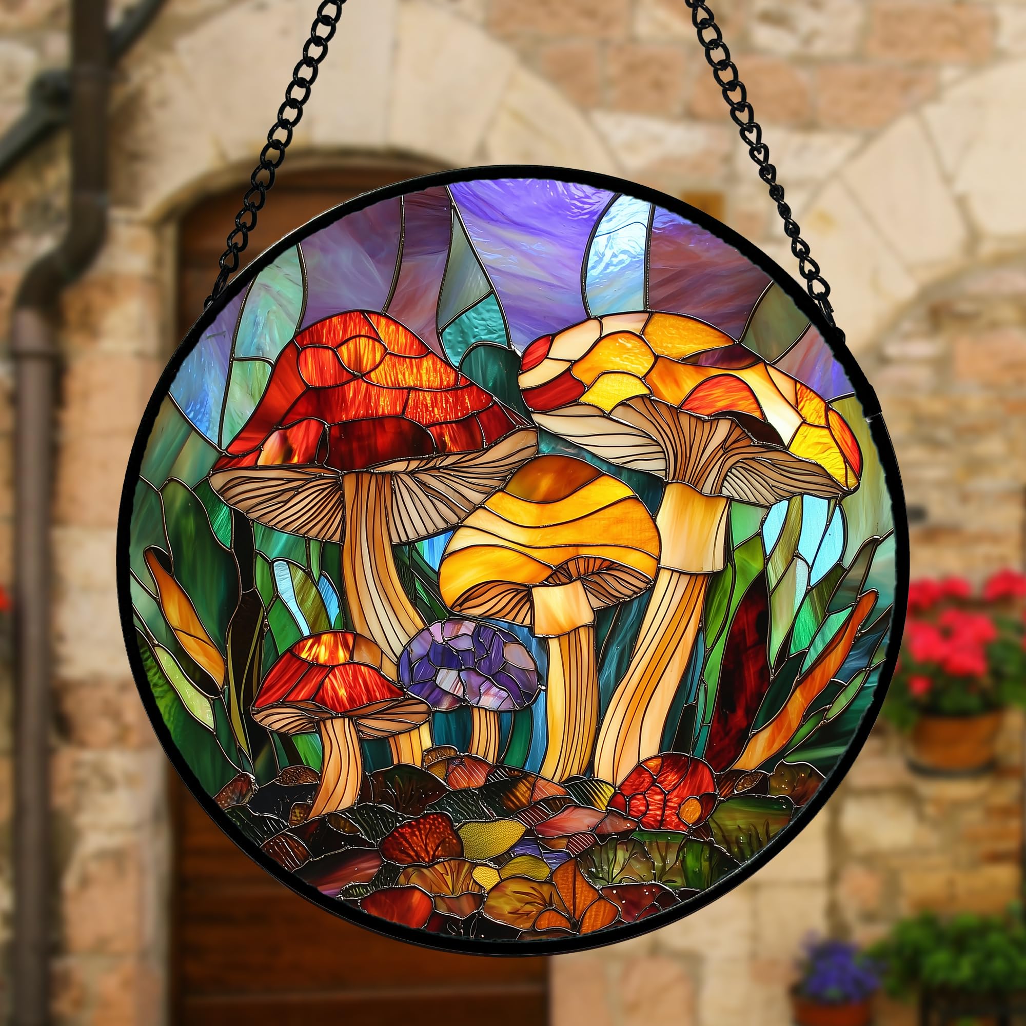 DASTOLL colgante en ventana iluminada creando reflejos y ambiente cálido