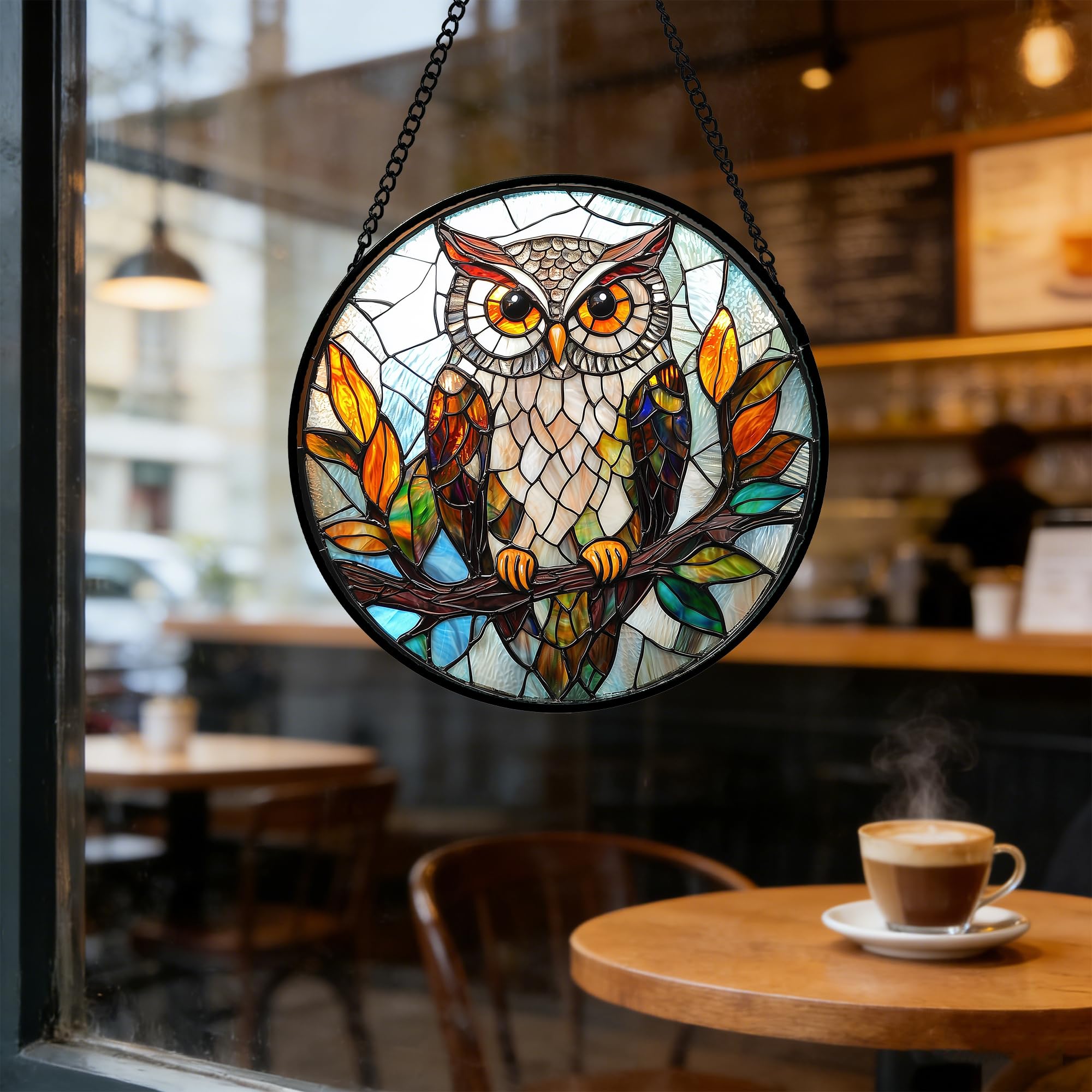 DASTOLL colgante en ventana iluminada que crea tonos cálidos