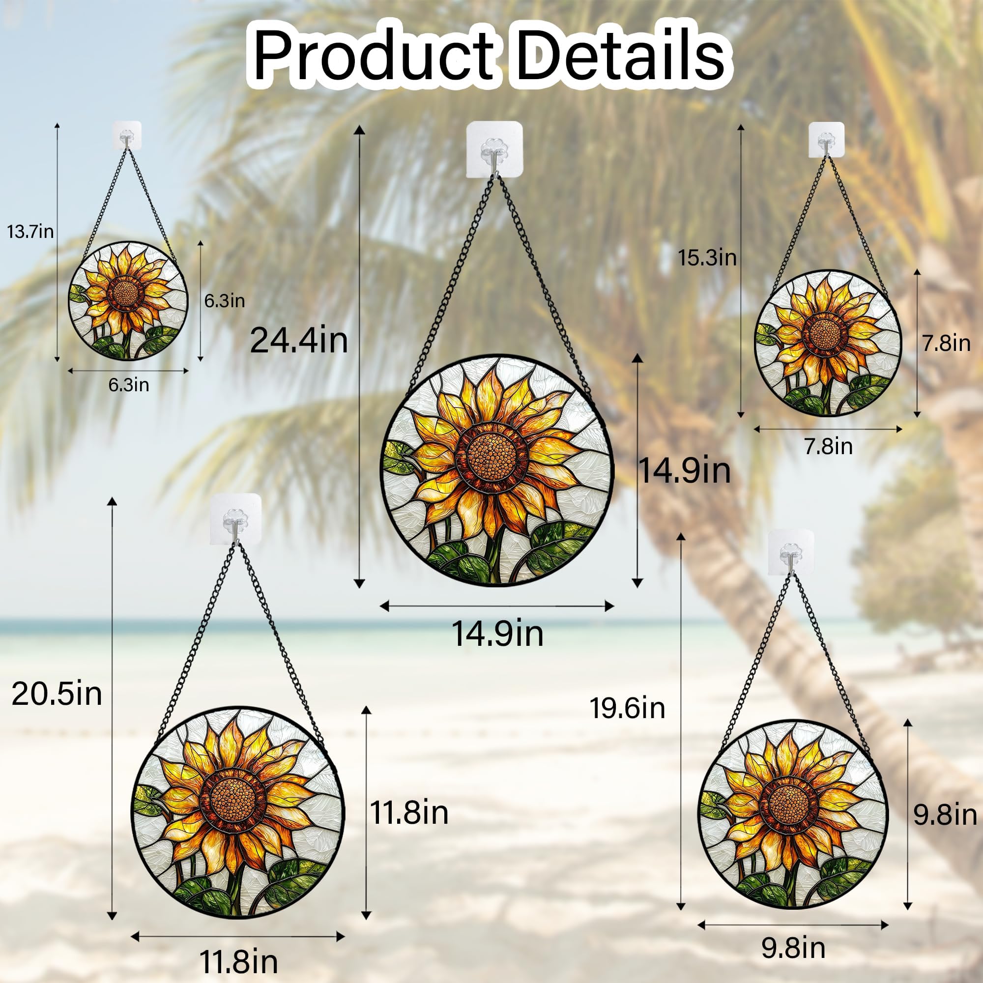 DASTOLL colgante girasol instalado en porche protegido, ambiente acogedor