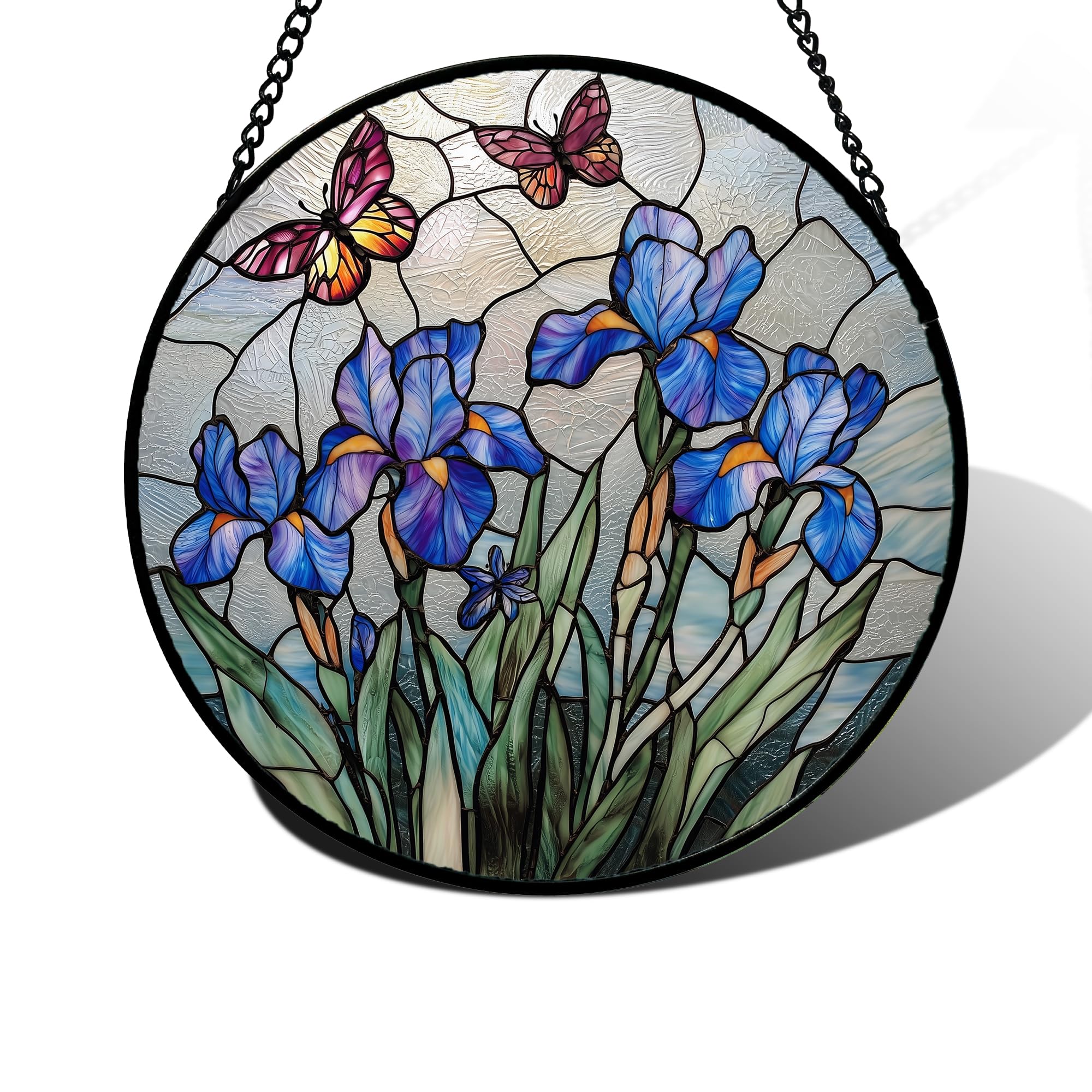 DASTOLL vista frontal del iris azul y mariposa, ilumina ventanas