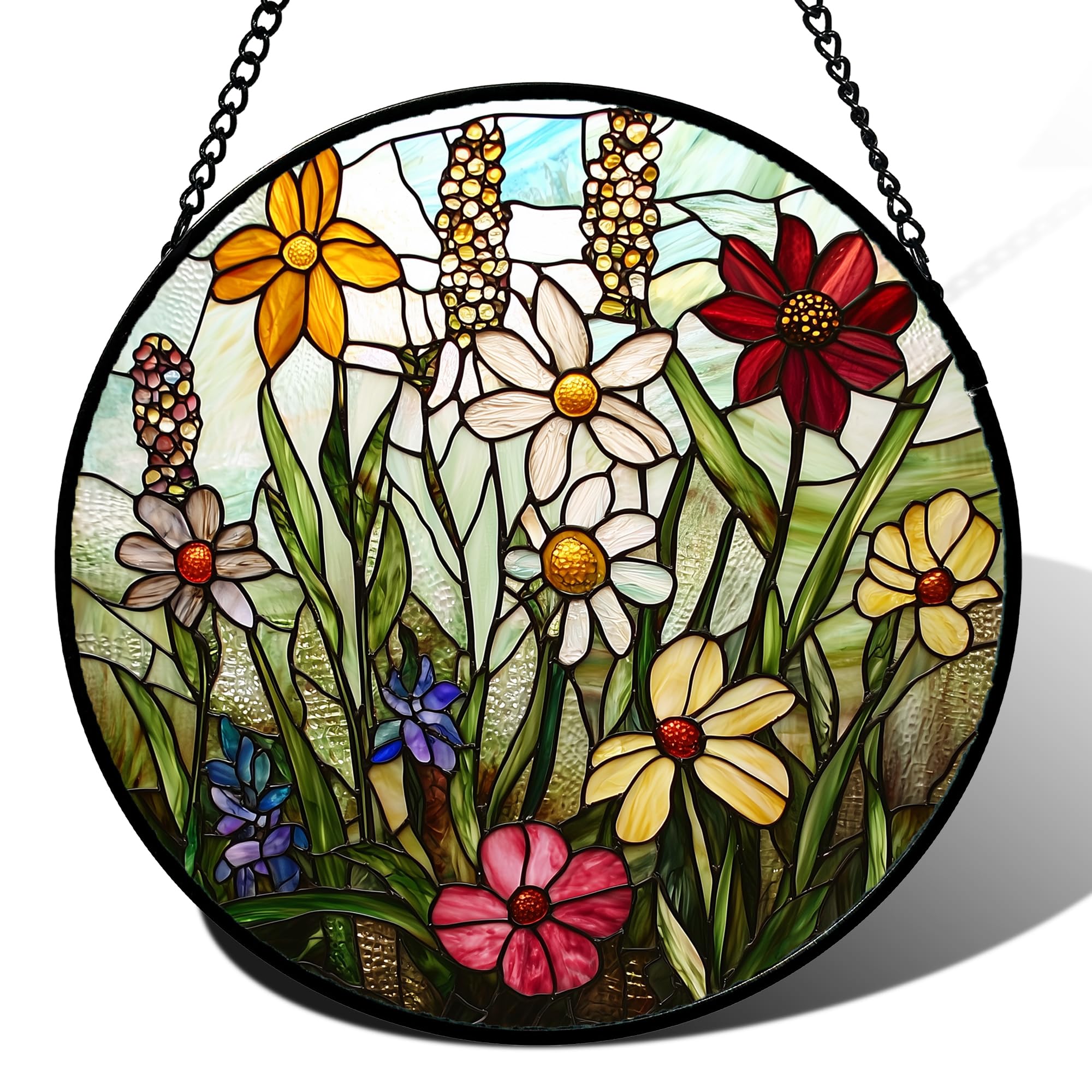 DASTOLL vidriera frontal mostrando pájaros y flores y efecto colorido