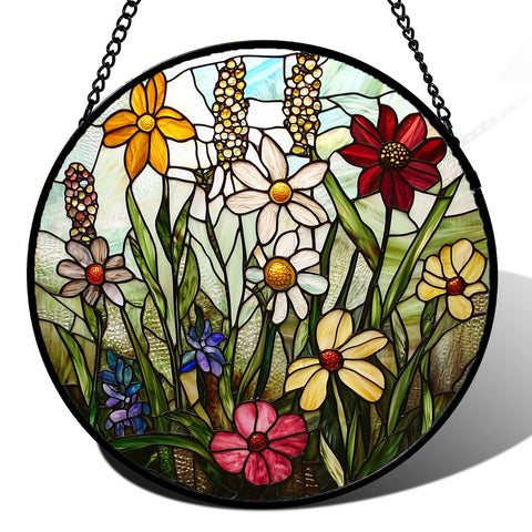 DASTOLL vidriera frontal mostrando pájaros y flores y efecto colorido
