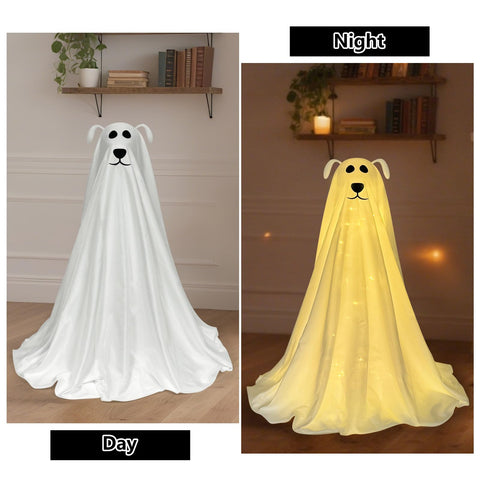 DAZONGE fantasma perro en jardín nocturno, crea ruta iluminada exterior