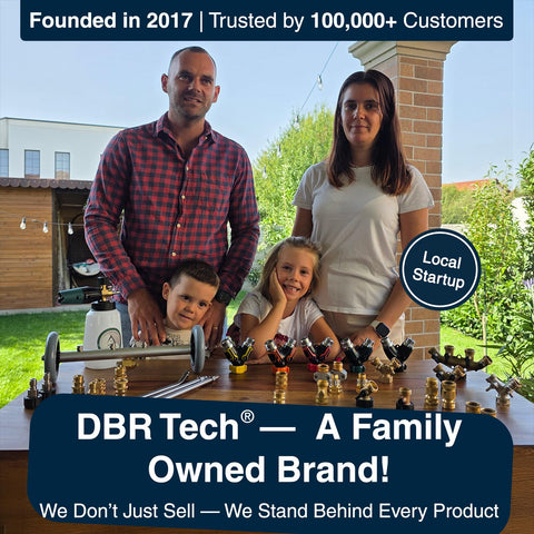 DBR Tech adaptador conectado en jardín para riego simultáneo eficiente