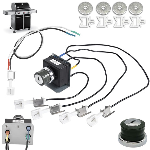 DcYourHome kit de encendido frontal en caja mostrando todos los componentes y beneficio de reemplazo completo