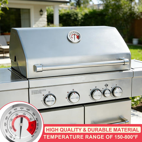 DcYourHome termómetro instalado en parrilla mostrando uso seguro
