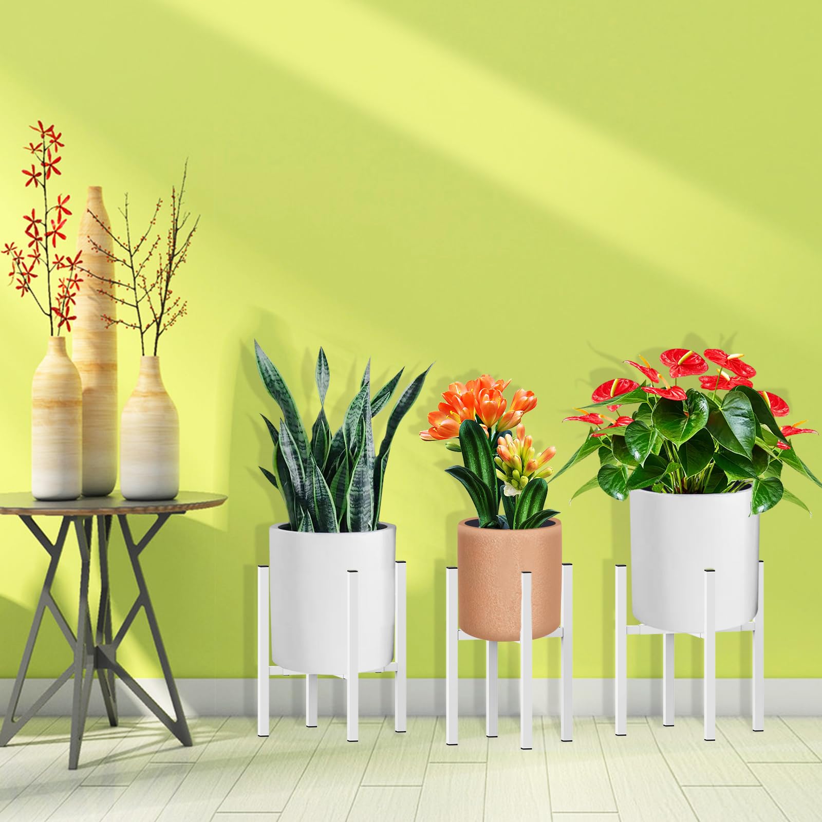 DDPow soporte en uso con maceta grande decorando interior