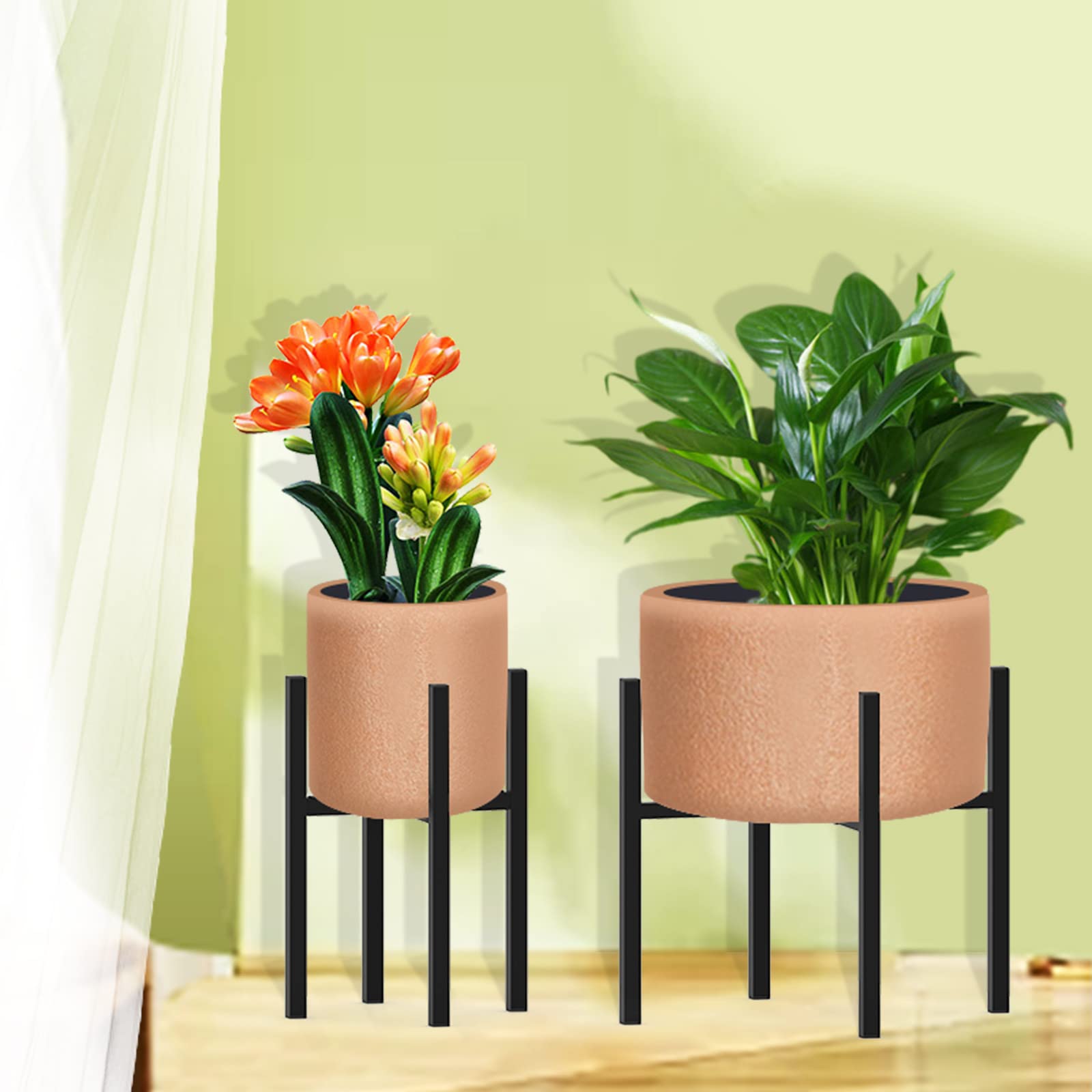 DDPow soporte con maceta en uso en terraza mostrando elevación y drenaje