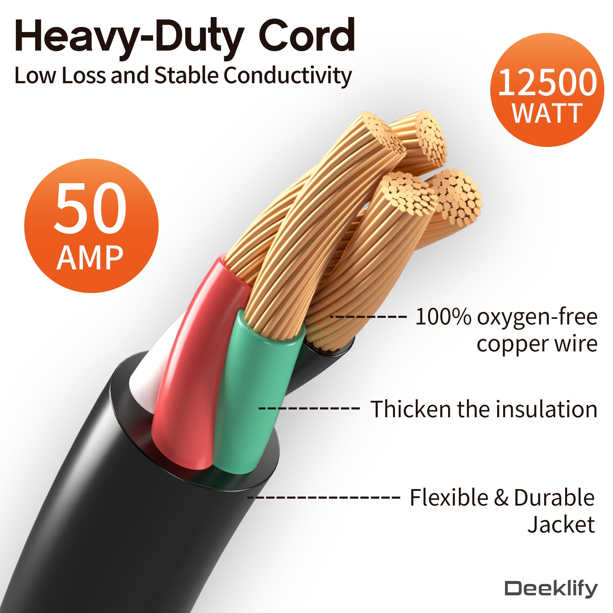 Deeklify cable conectado a generador en uso al aire libre