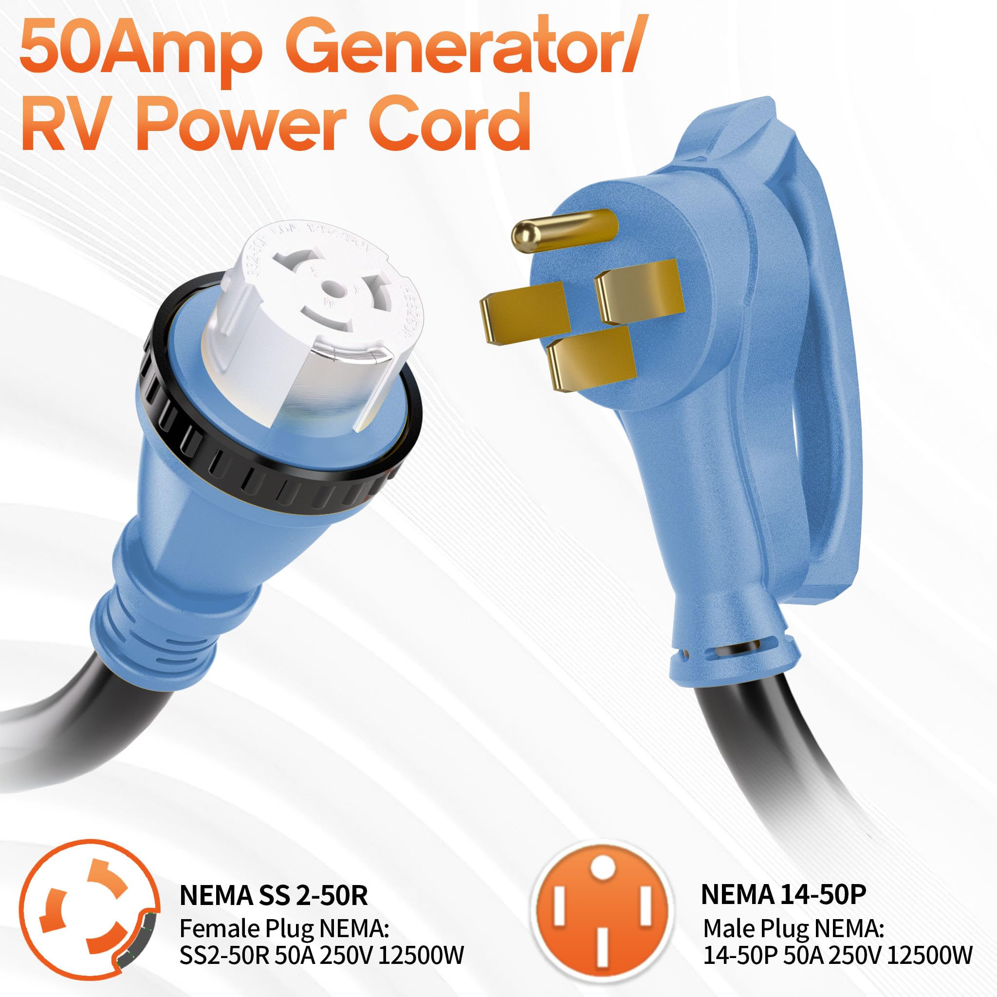 Deeklify primer plano del conector NEMA14-50P, conexión segura y fiable