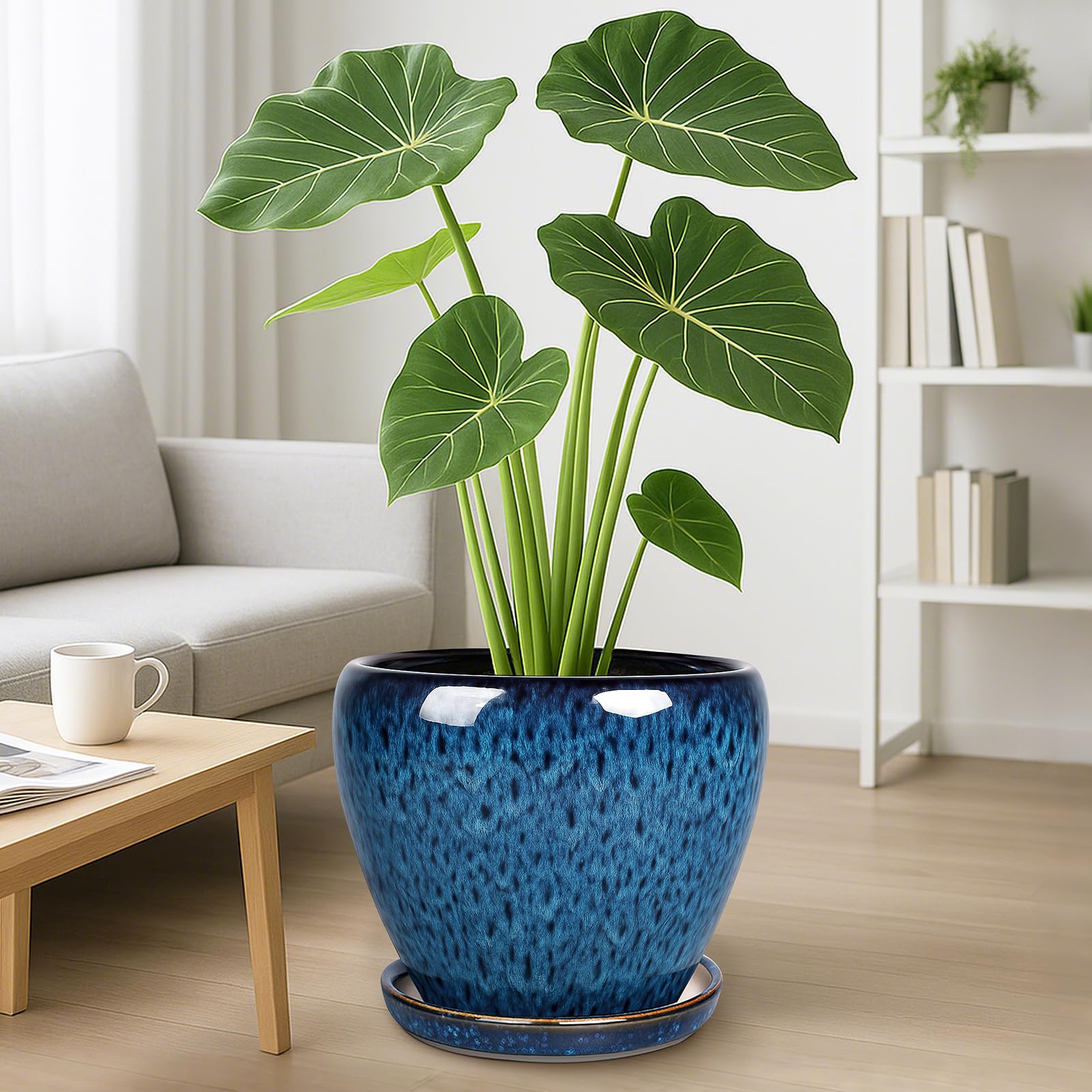 Deep Dream maceta en salón con planta, aporta estilo decorativo