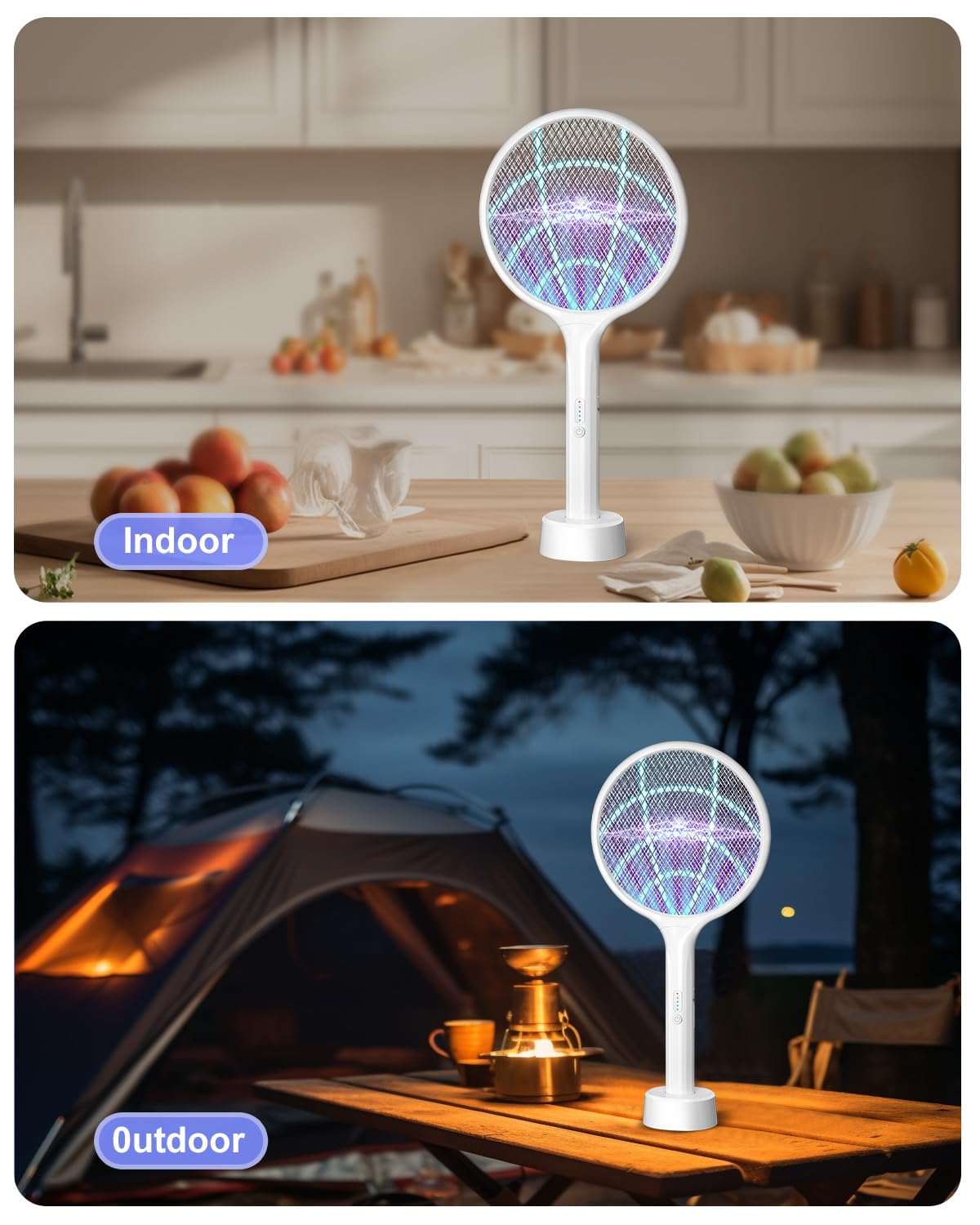 DEEZEE base con unidad en carga mostrando indicadores LED y recarga USB