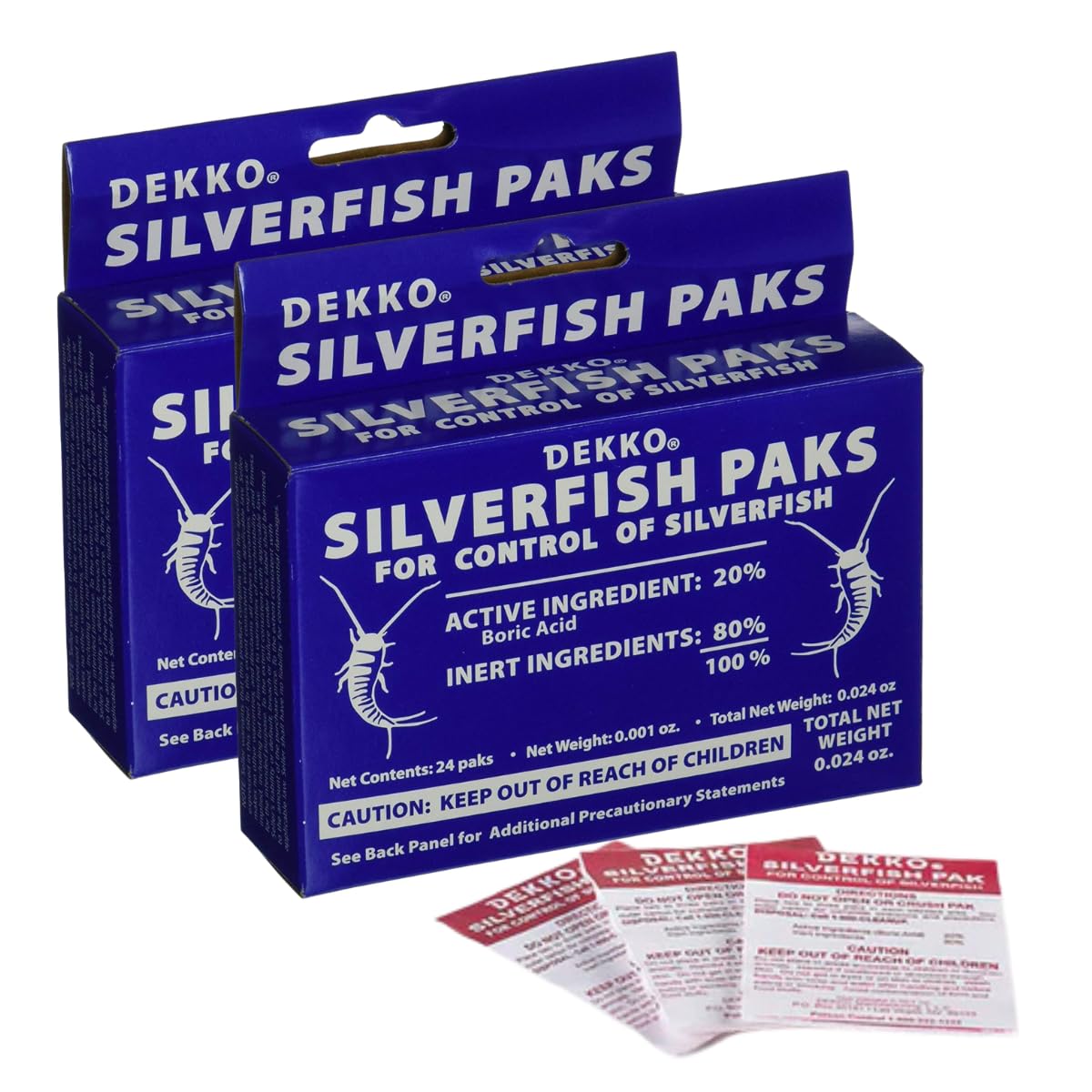 Dekko Silverfish frontal del empaque mostrando cantidad y uso