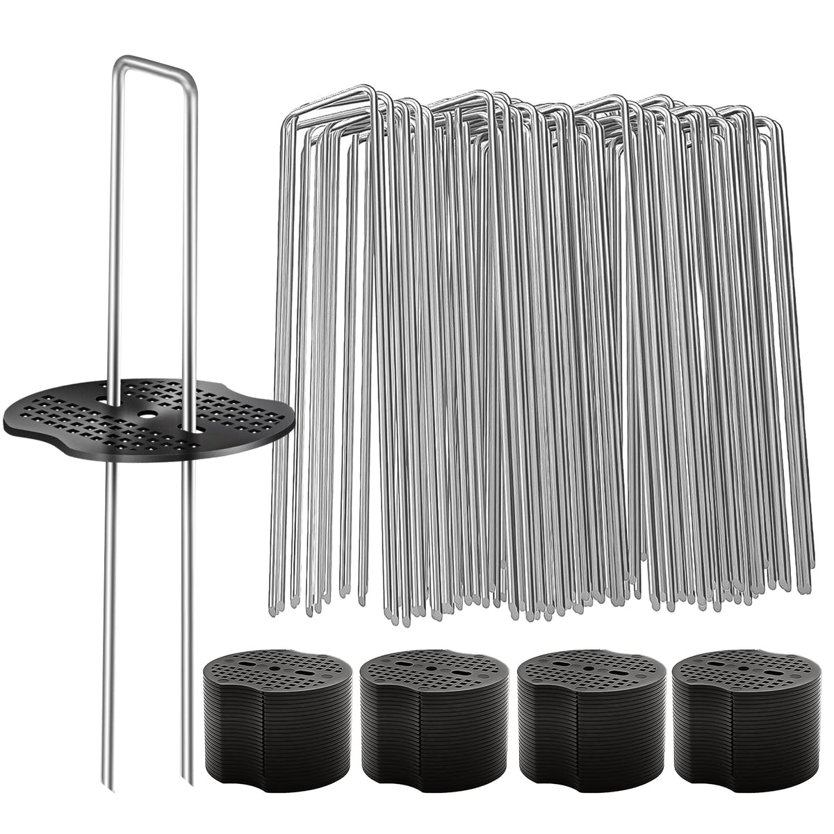 Deritec paquete frontal del kit de 200 piezas mostrando grapas y arandelas, garantía de suficiente cantidad