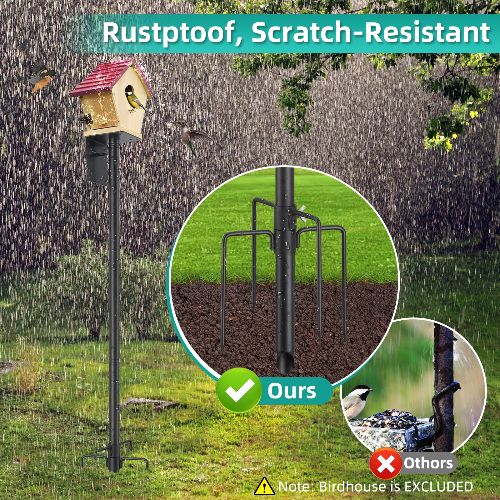 DEROFIT poste en uso con comedero instalado para observación de aves