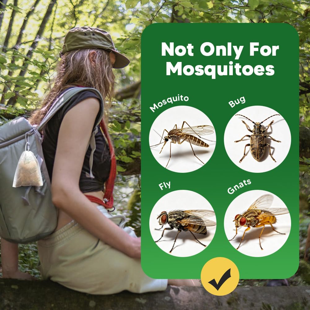 DERTUYE bolsita colocada en porche brindando alivio contra mosquitos