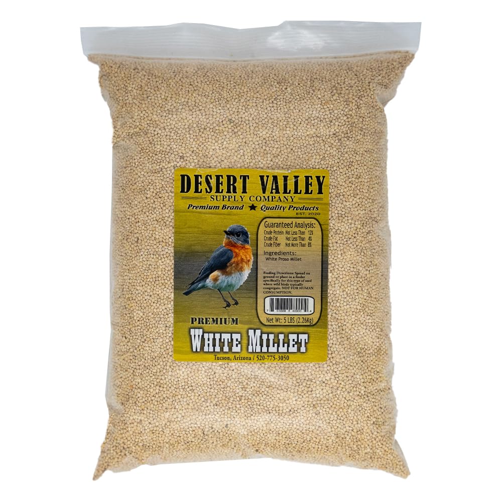 Desert Valley envase frontal de mijo blanco mostrando la bolsa resellable y beneficio de frescura