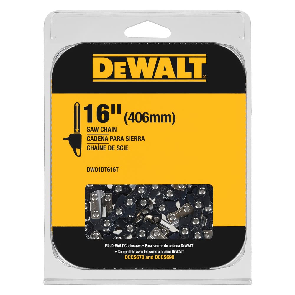 Dewalt cadena de repuesto frontal muestra dientes afilados y ajuste preciso