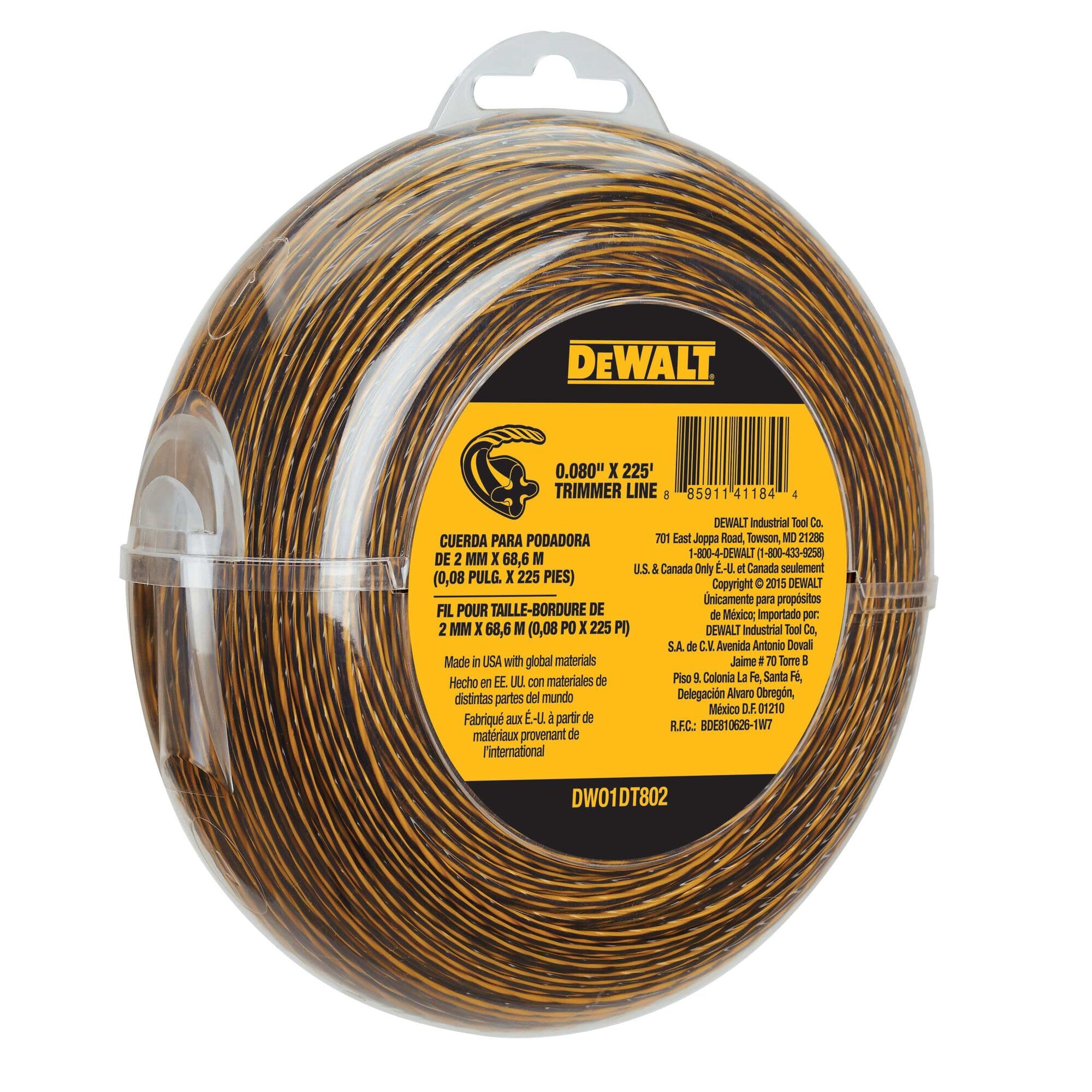 DEWALT comparación de tamaño del rollo junto a una mano para escala práctica