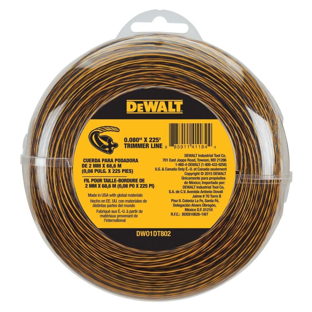 DEWALT hilo .080x225ft frente del rollo mostrando longitud y etiqueta clara