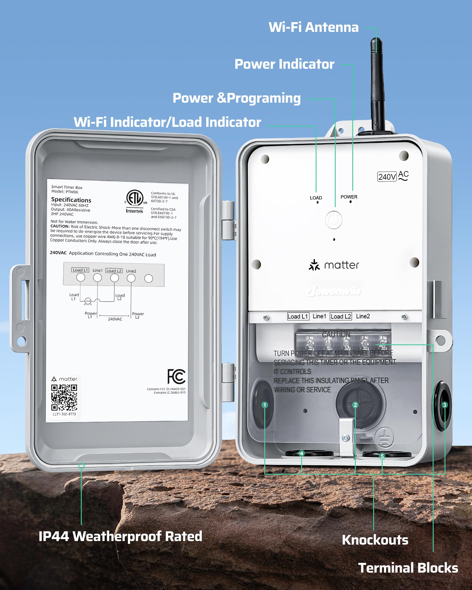 DEWENWILS etiqueta ETL visible que certifica seguridad eléctrica
