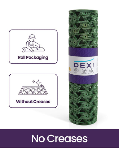 DEXI felpudo en porche real, apariencia verde y uso cotidiano