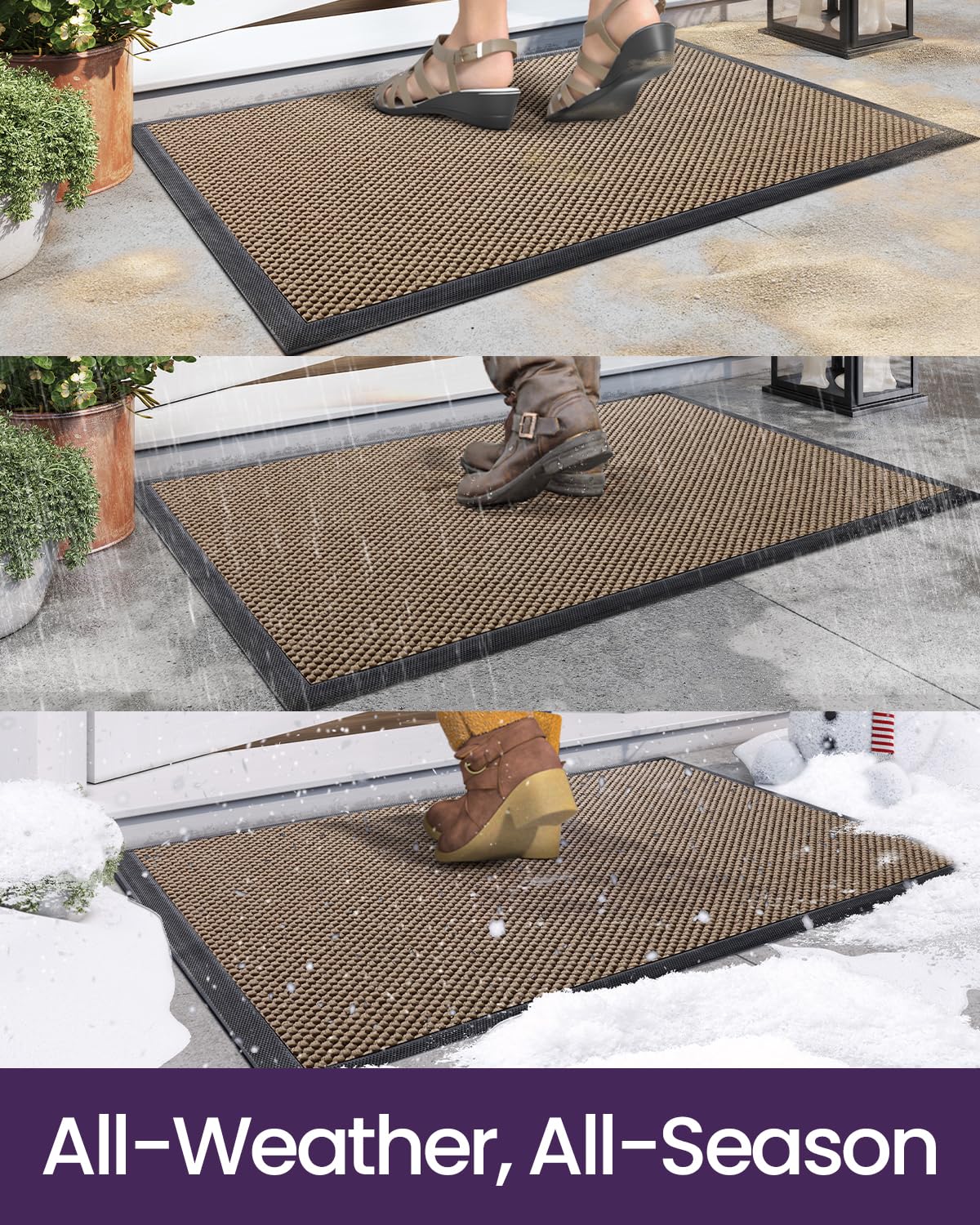 DEXI comparación de tamaño 24x48 mostrando escala contra zapatos