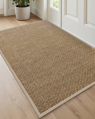 DEXI felpudo frontal 32x48 beige mostrando cobertura y estilo práctico