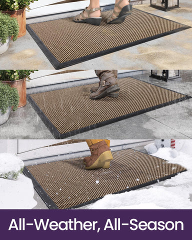 DEXI felpudo 24x36 comparado con puerta para visualización de tamaño