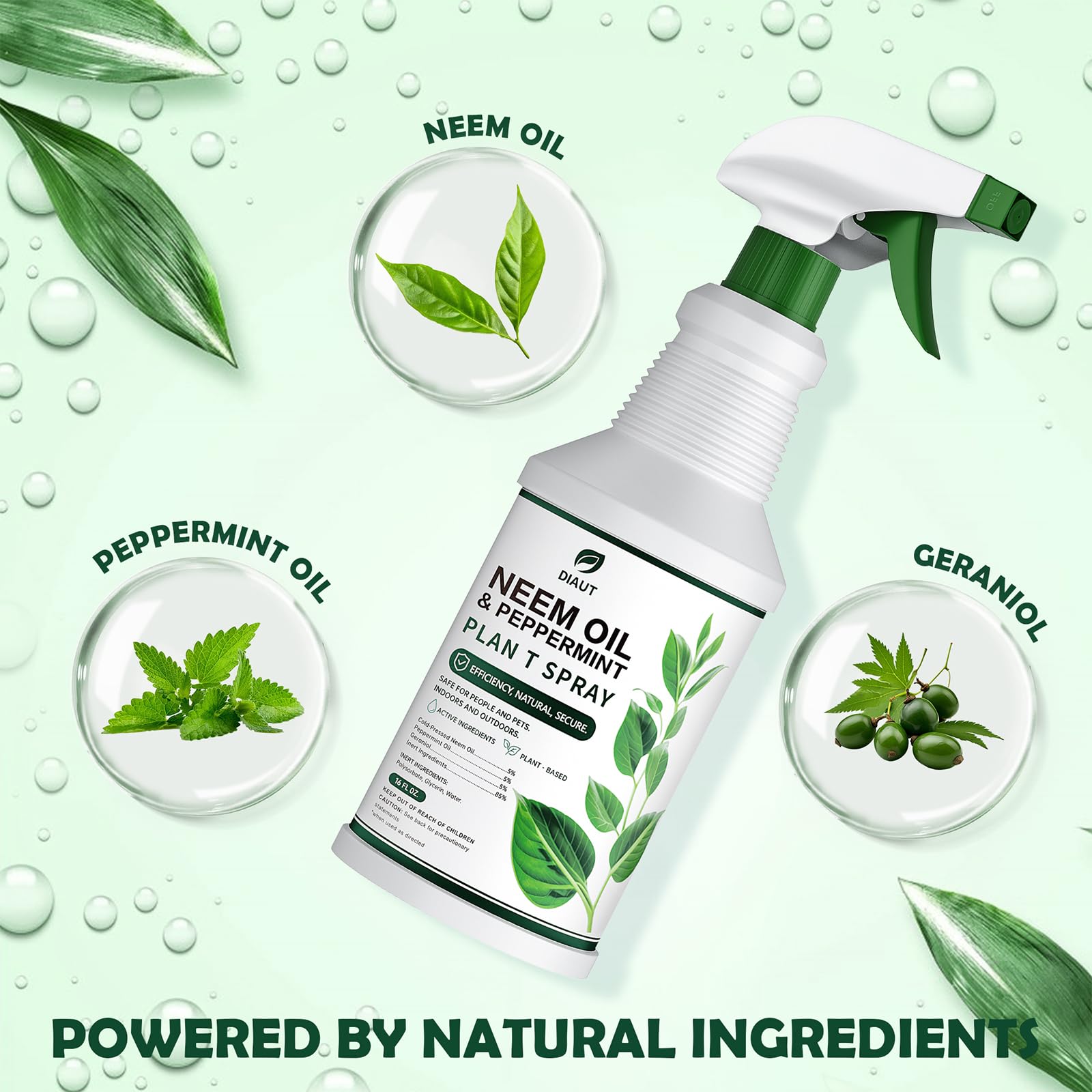 Diaut detalle de etiqueta resaltando ingredientes naturales y uso seguro