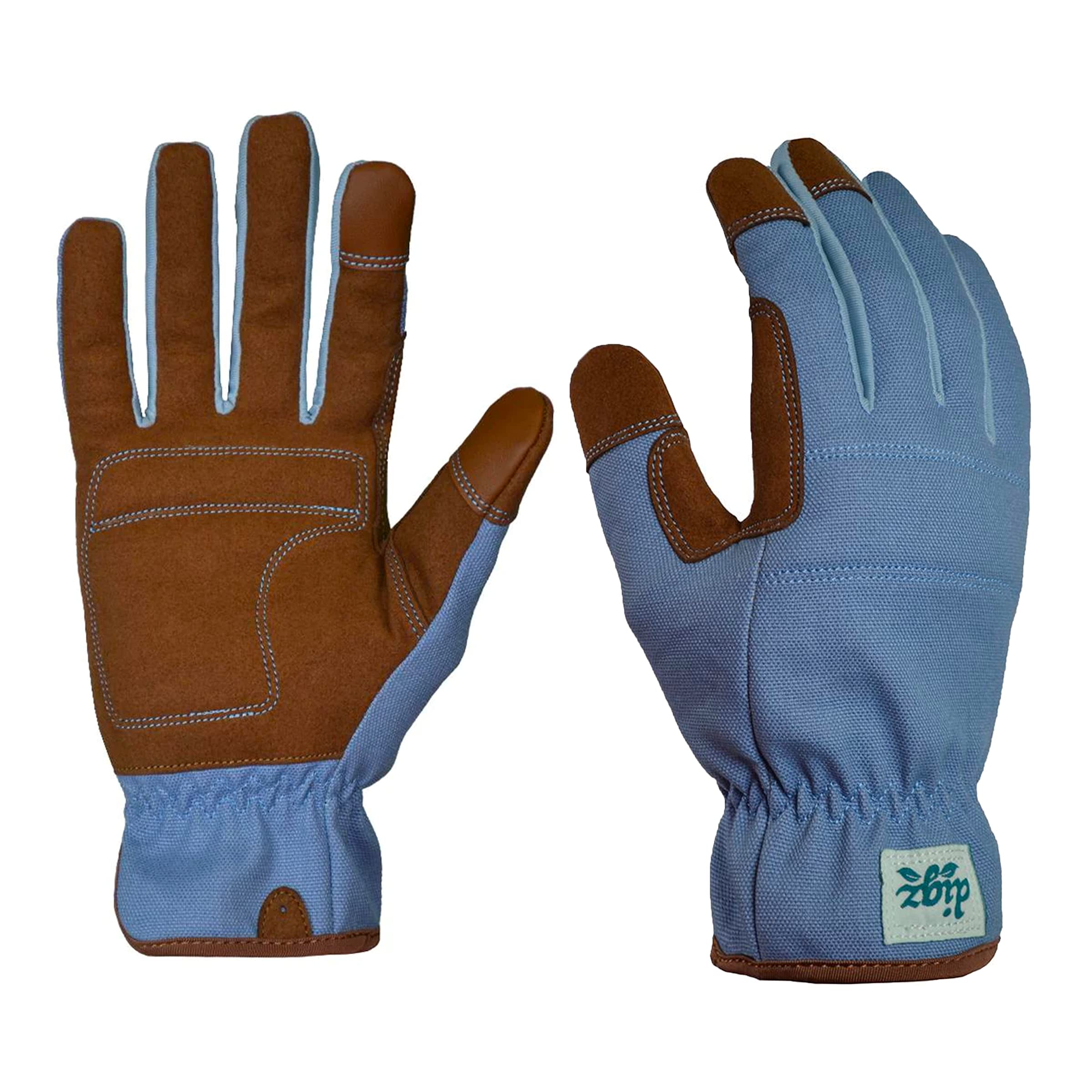 Digz guantes de lona vista frontal con ajuste y confort visibles