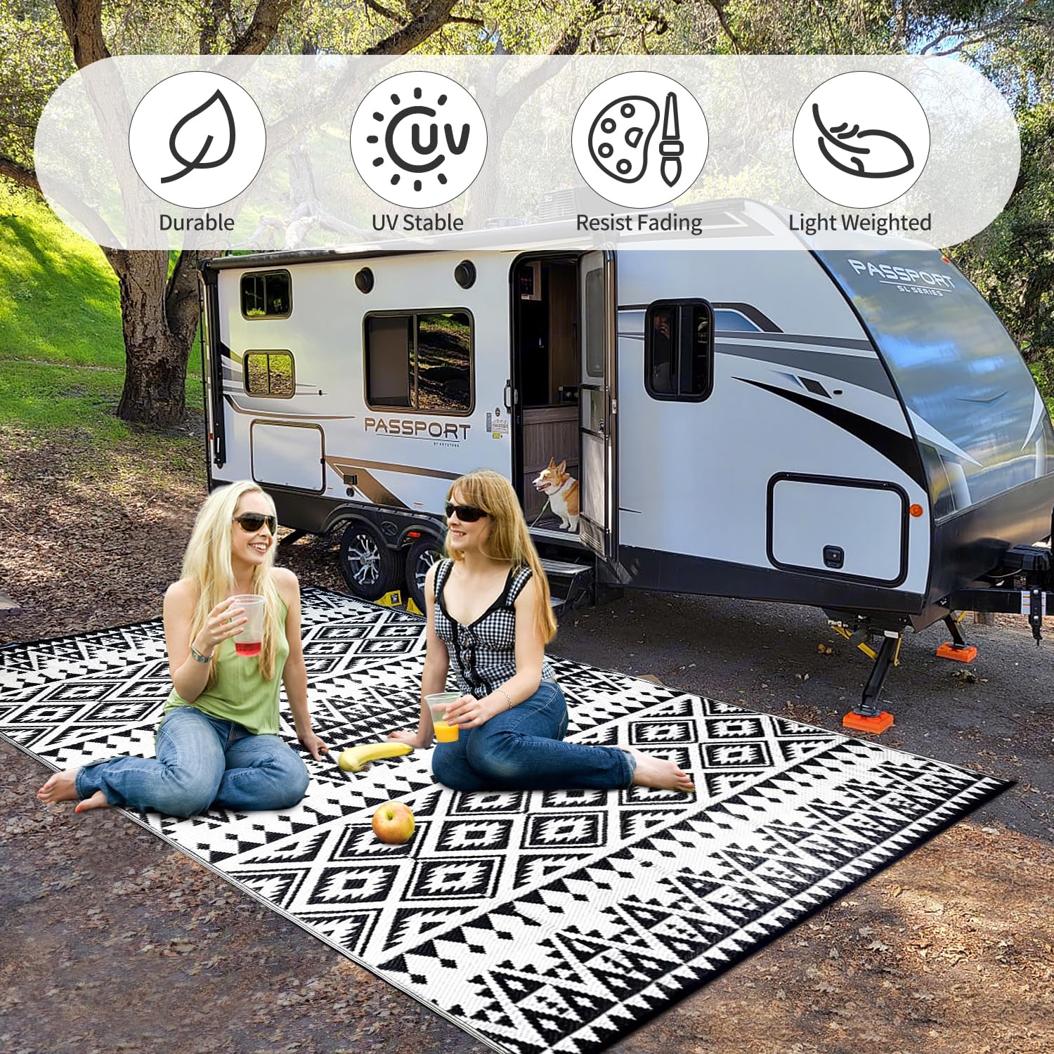 DiiKoo alfombra junto a una persona para comparar tamaño 5x8ft, muestra escala práctica