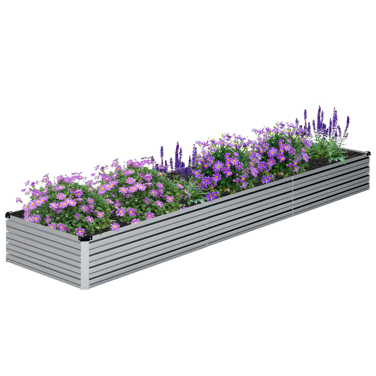 DIIYIV vista frontal de la jardinera galvanizada con gran espacio de cultivo
