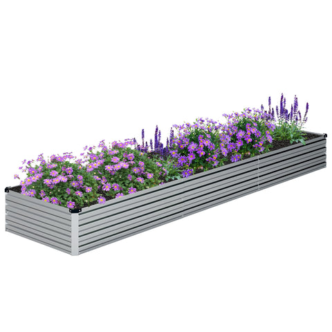 DIIYIV vista frontal de la jardinera galvanizada con gran espacio de cultivo