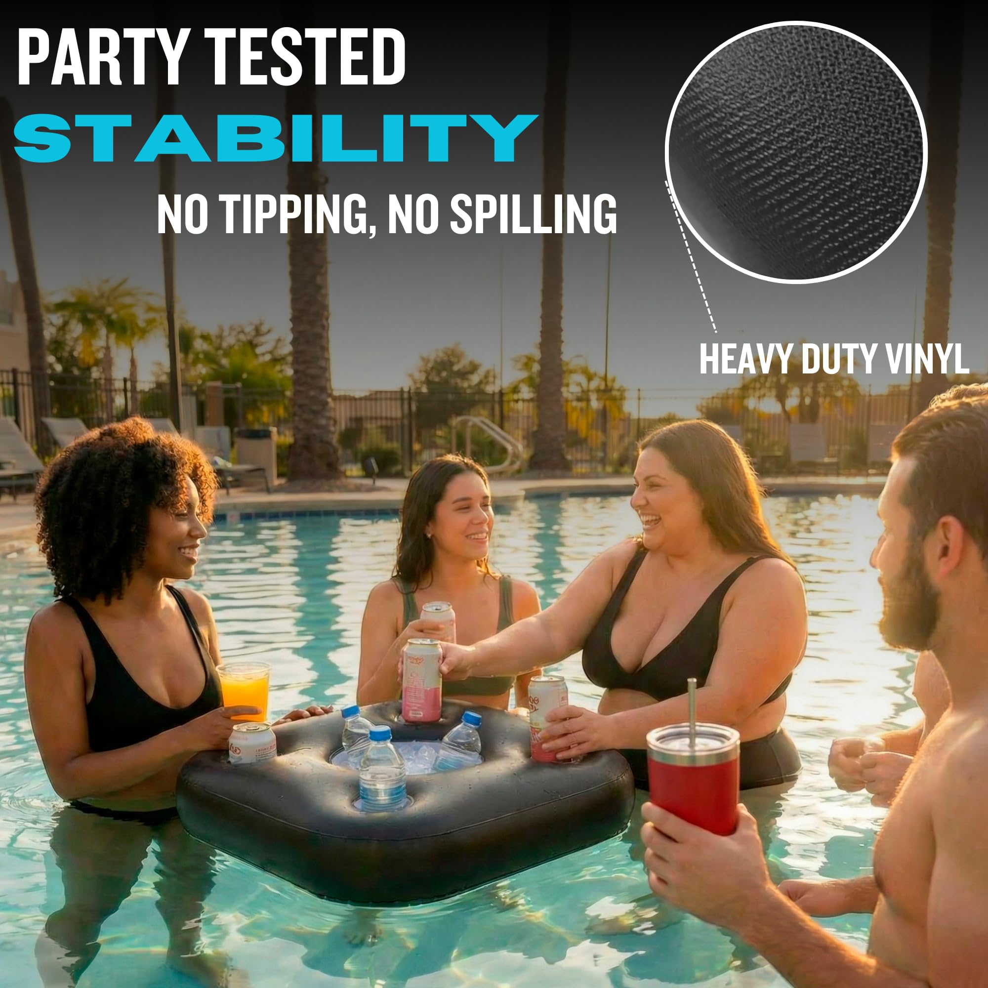 DIVEBLAST en piscina con bebidas para mayor comodidad del usuario