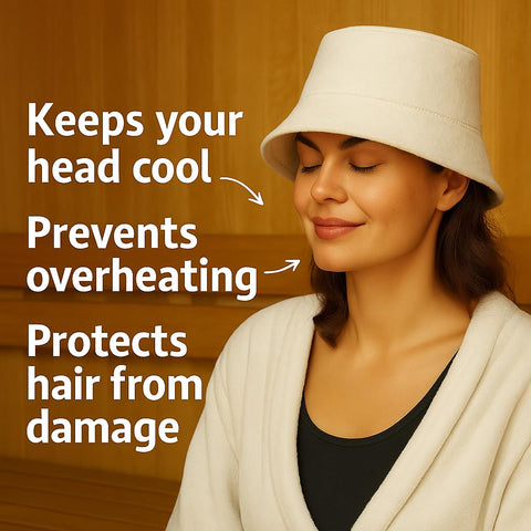 DIVELUX sombrero en uso dentro de sauna mejorando confort